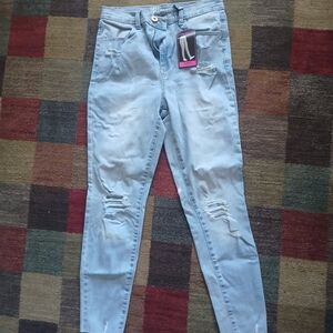 No Boundaries Light Blue Ripped Skinny Jeans Size 11 Nwt